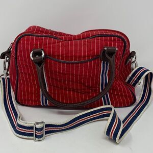 Vintage Vera Bradley red and blue nautical satchel/tote‎